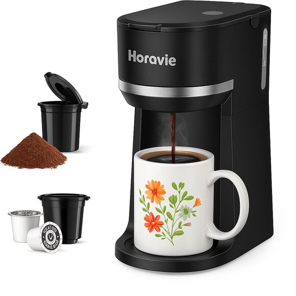 🆕Single Serve Coffee Maker–K-Pod & Ground Coffee Compatible – 6–12oz Brew BLACK - Picture 1 of 4